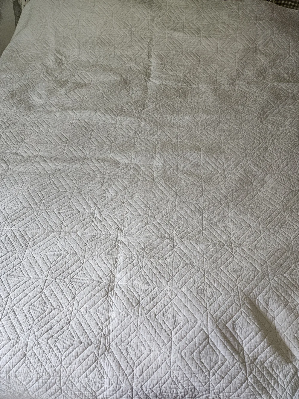 Bar III White Quilted Geometric King Bedspread